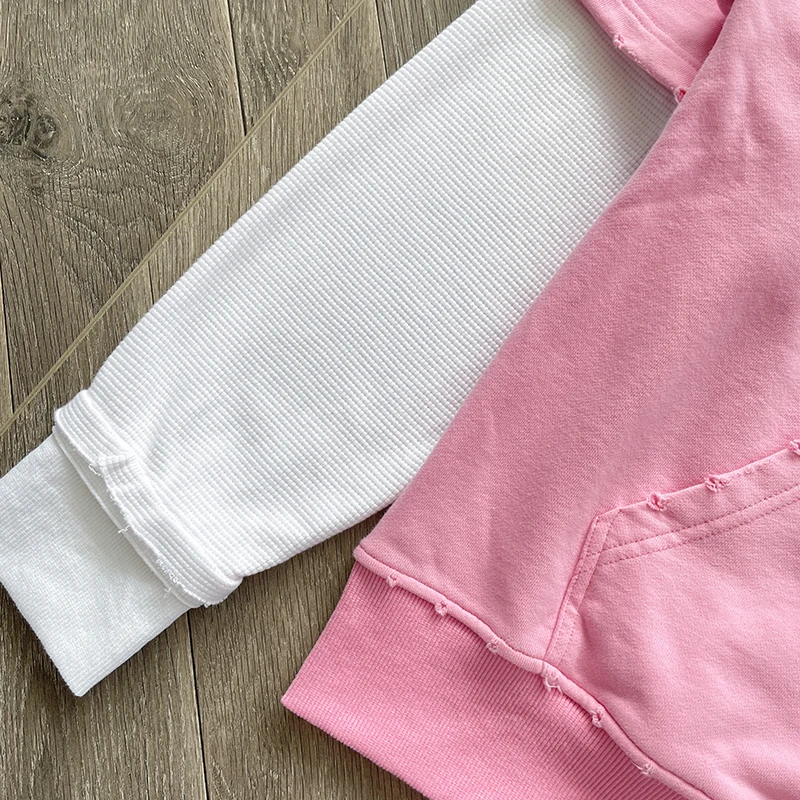 2025 Project Capri Hoodie Casual Letter Embroidery Print Fake Two-piece Set Zipper Cardigan Jacket Hooded Sweatshirt