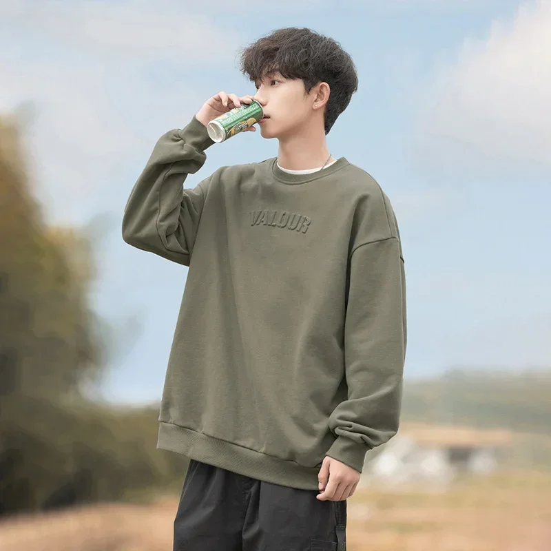 TFETTERS Brand 2024 New Sweatshirts Mens Letter Steel Seal O Neck Long Sleeve Baggy Man Pullovers Tourism Casual Autumn Clothing