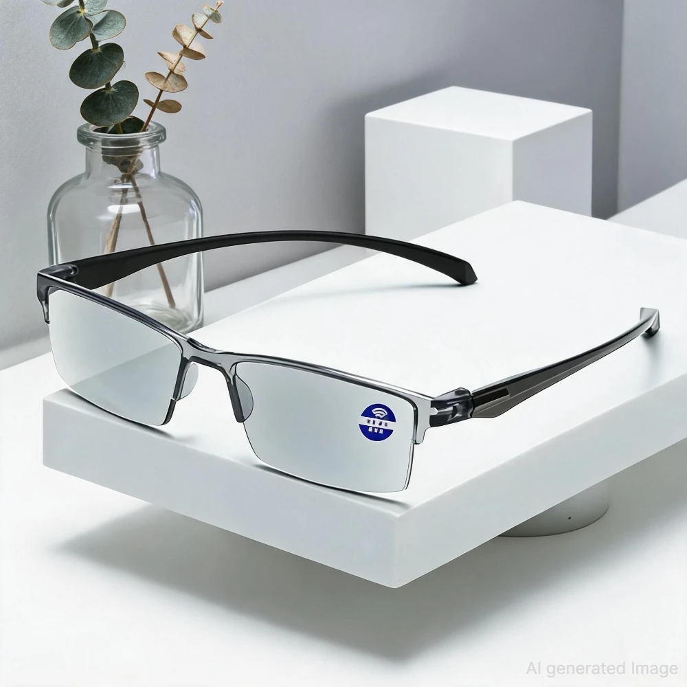 Nuovi Occhiali da Lettura Anti Luce Blu con Zoom Automatico Intelligente, Autofocus, Potenza +1.0(100) ~ +7.0(700), Montatura Semi-Rim, Unisex, 2028