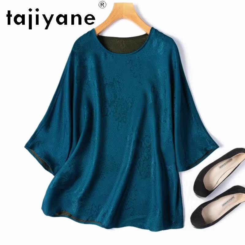 

TAJIYANE 100% натуральные шелковые футболки из тутового шелкопряда для женщин, элегантные двусторонние футболки, летние топы из натурального шелка, женская одежда 2026