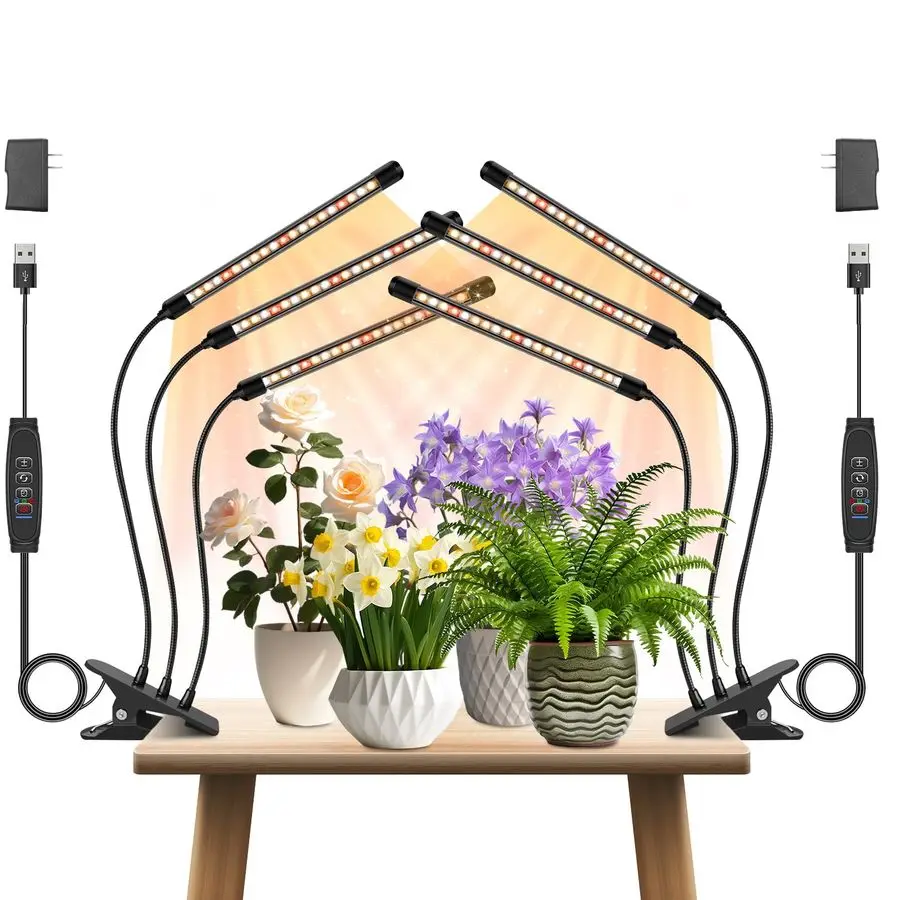 

Heads Plant Lights for Indoor Growing, 2 Pack Grow Lights for Seed Starting, Full Spectrum Clip Grow Lamps with Auto ON amp Off