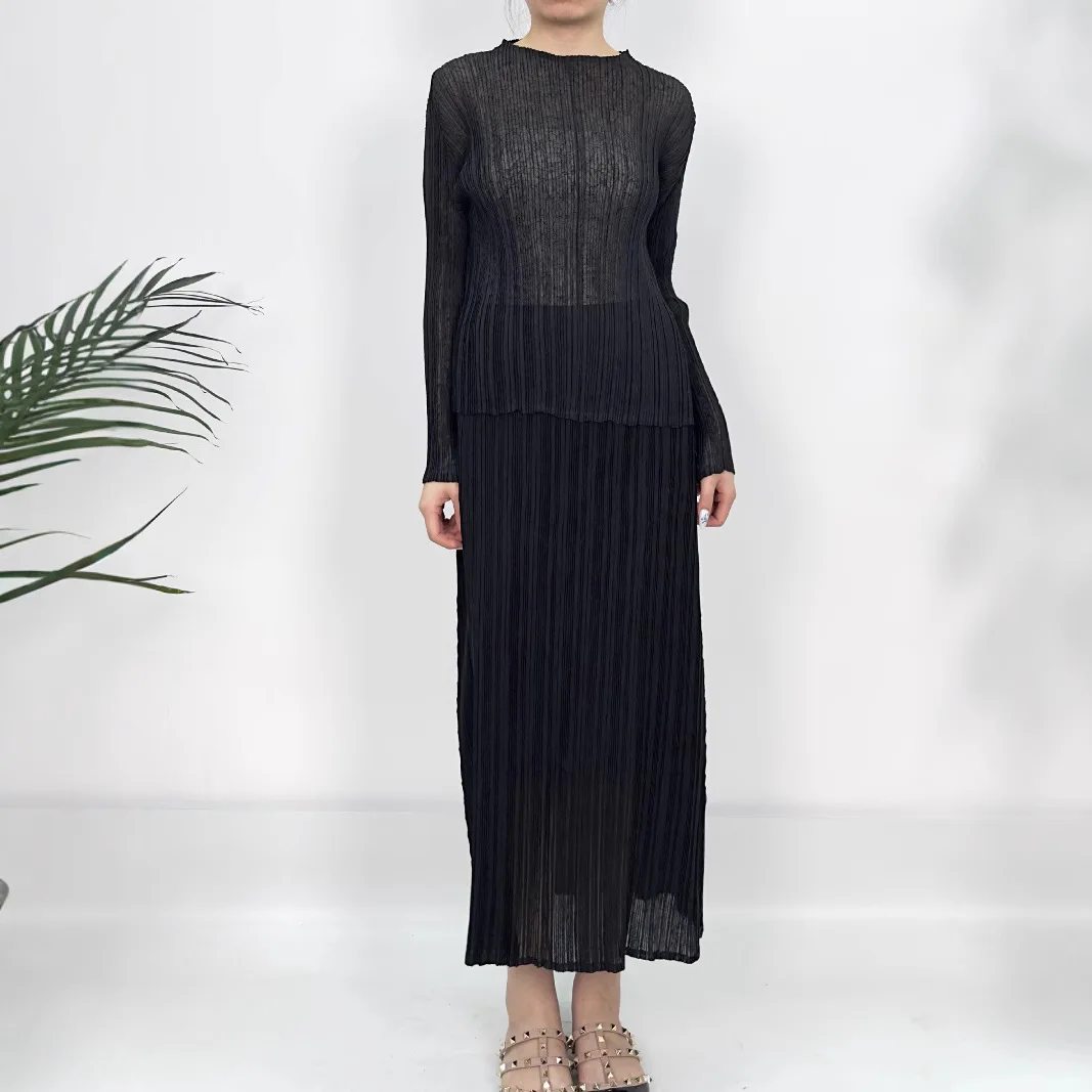 Miyake plisowana tekstura modele pół spódnica 2025 lato nowa cienka starsza wyczucie niszowej sto spódnica parasolowa