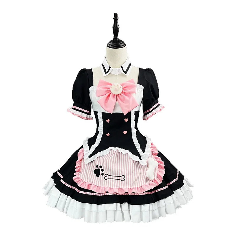 

S-5XL Cute Lolita Cat Maid Dress Ruffle Short Sleeve NEKOPARA Cosplay for Neko Girls Woman Waitress Outfit Party Stage Costume