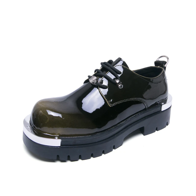 Men's Casual Shoes Colorful Large Head British Style Thick Bottom Heightening Versatile Lace-Up Shoes Rubber Bottom Zapatillas