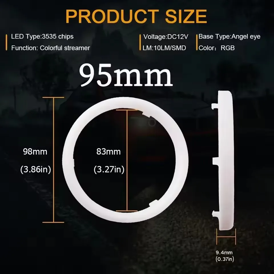 2PCS RGB Katoen LED Angel Eyes Halo Ringen 60mm 70mm 80mm LED Koplamp Lampen voor Auto UTV Motorfiets DRL Ogen APP Controle