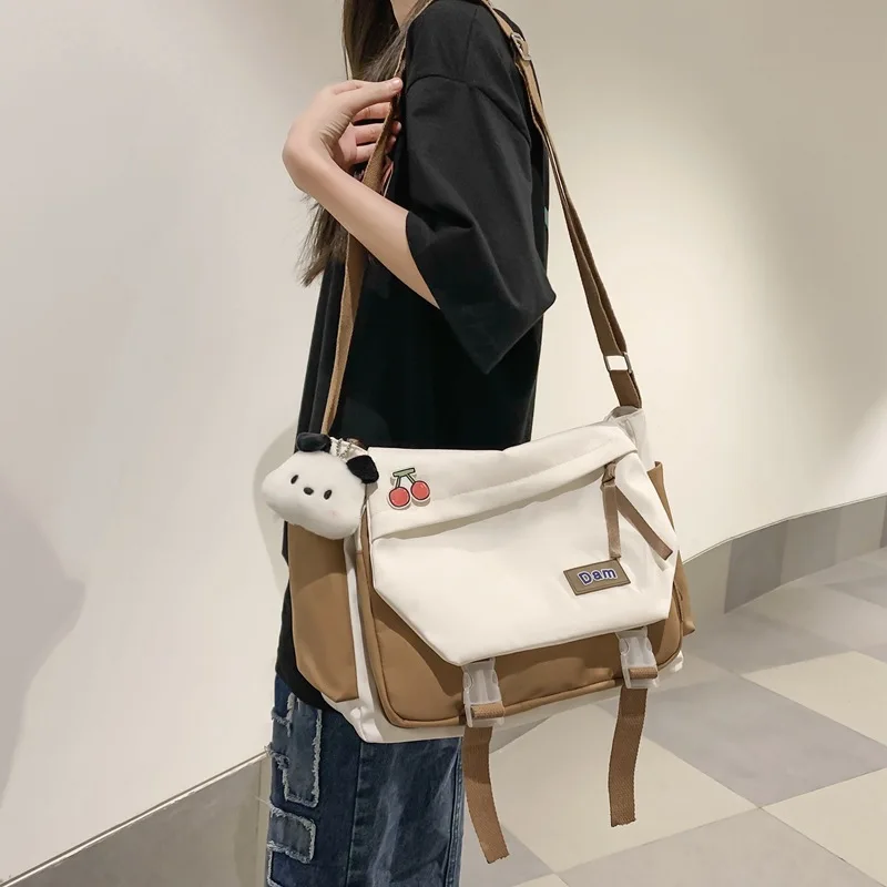 Casual Shoulder Bag Korean Student Schoolbag Crossbody Trendy Design Artistic Small Fresh Large Capacity Patchwork Messenger Bag
