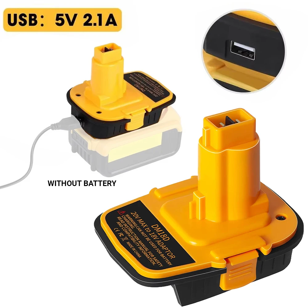 

Adapter for DeWalt 20V for Milwaukee 18V Lithium Battery with USB Convert To for DeWalt NiCad & NiMh Battery Power Tools