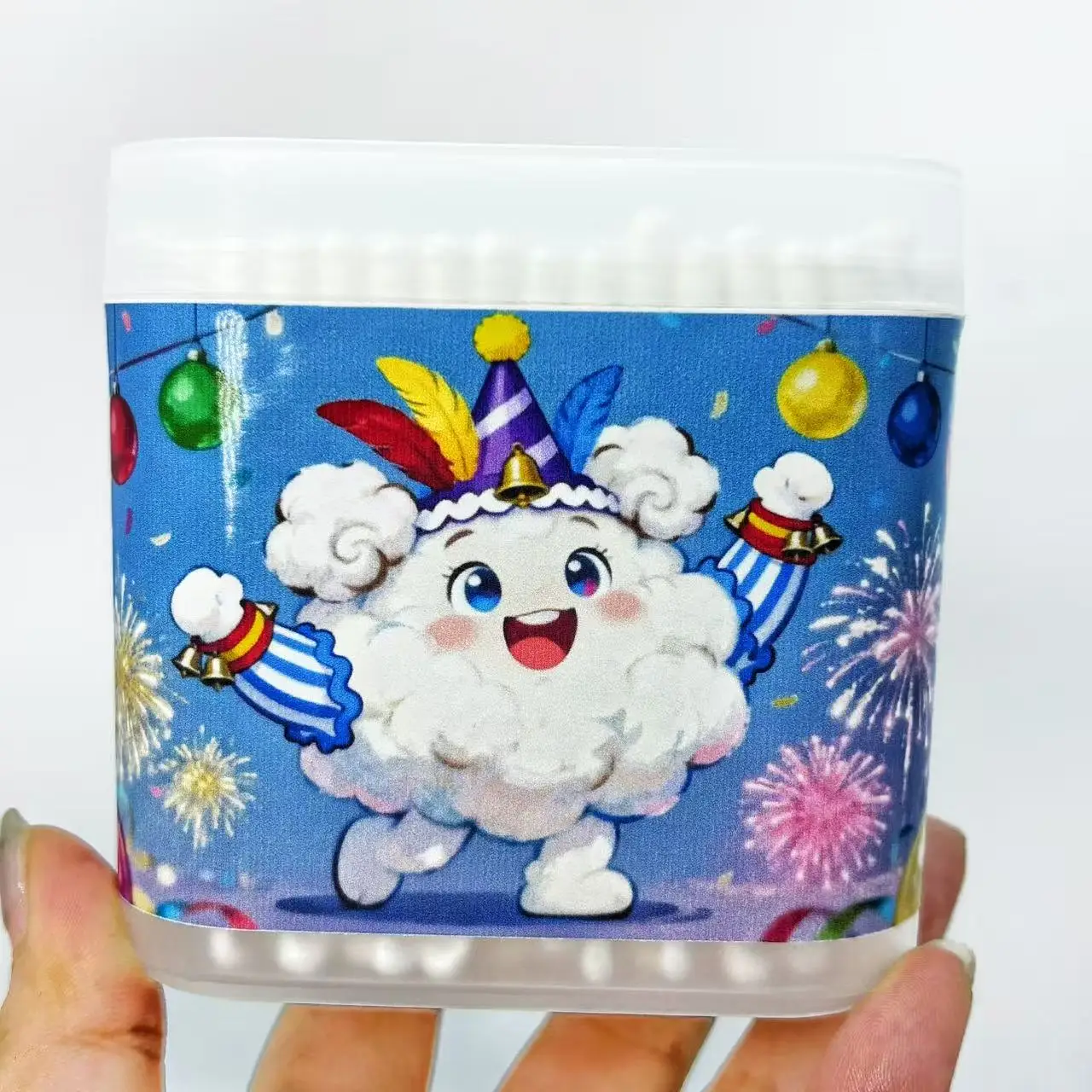 400 Uds. Hisopos de algodón de doble punta blancos con temática de carnaval, hisopos de algodón con cuchara en espiral creativos para elementos de fiesta y Festival