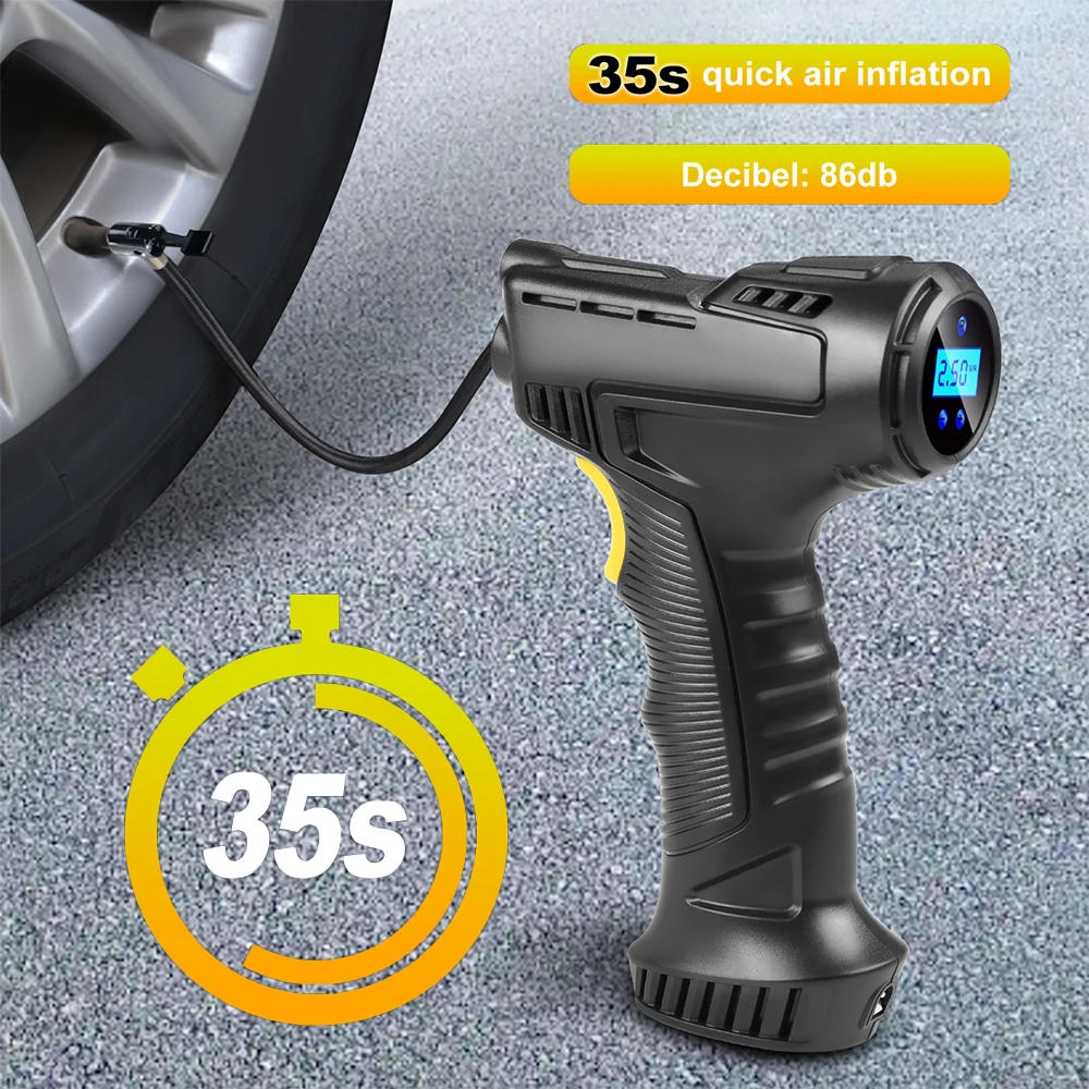 120W Handheld Car Air Pump Wireless/Wired Electric Pump Portable Air Pump Tire Inflator Portable For  Car Bicycle Air Compressor