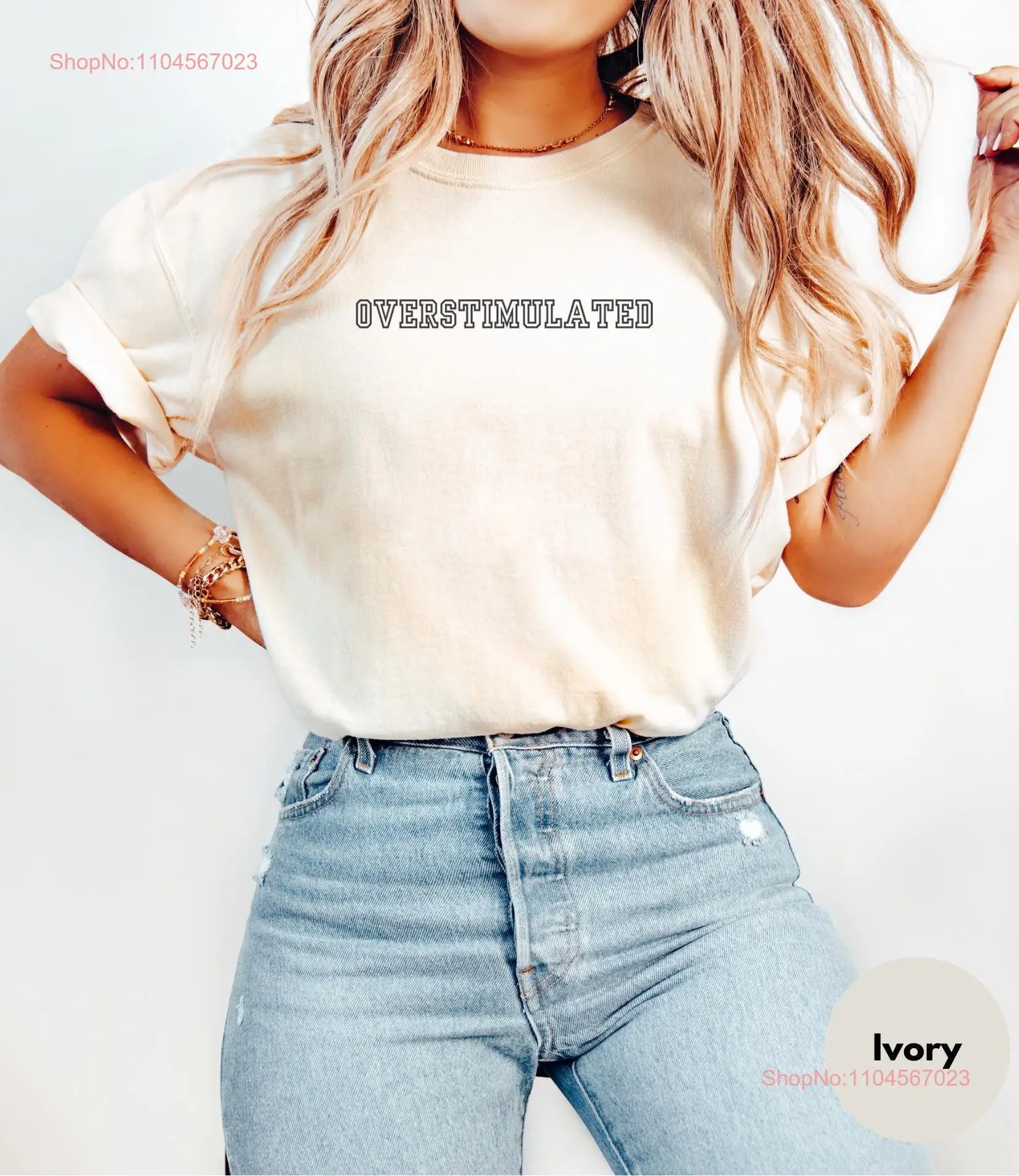 تي شيرت مريح بألوان كبيرة الحجم مضحك ساخر للأم والقلق والصحة العقلية وأكمام طويلة أو قصيرة