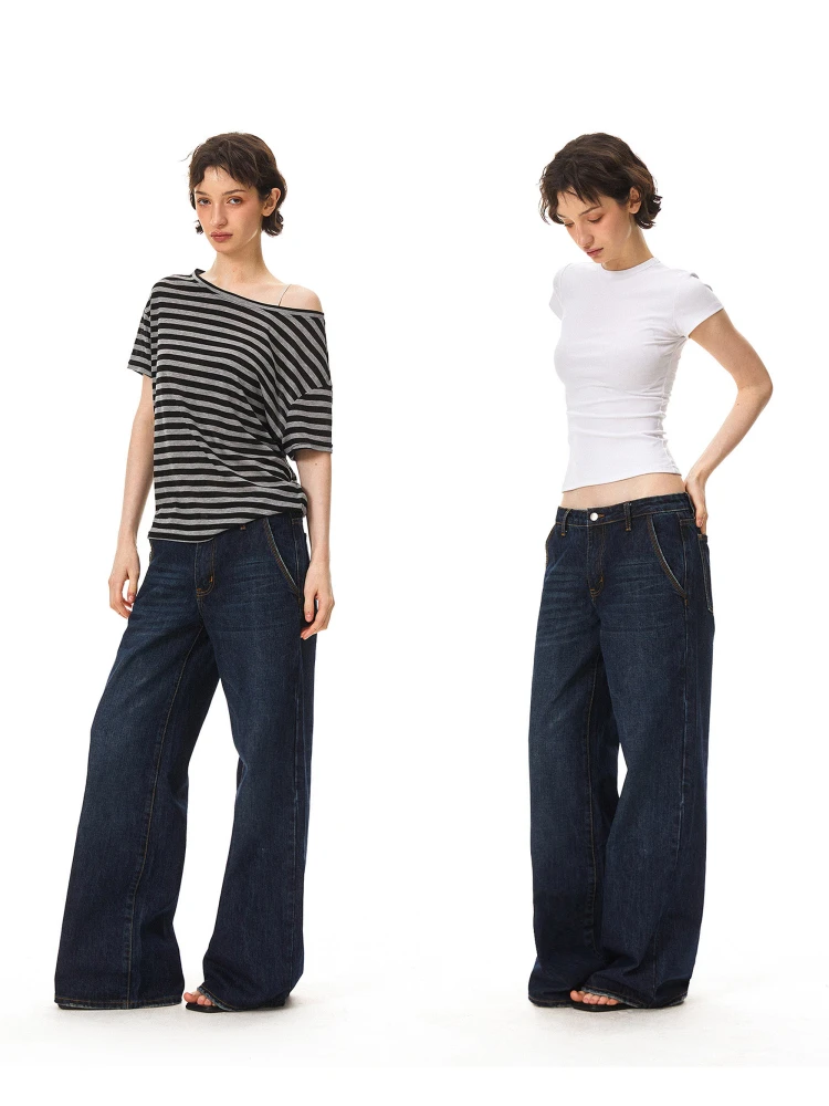 

Повседневные джинсы из оригинального денима с низкой посадкой, прямые, женские, хлопковые, на все сезоны: весна, лето, осень