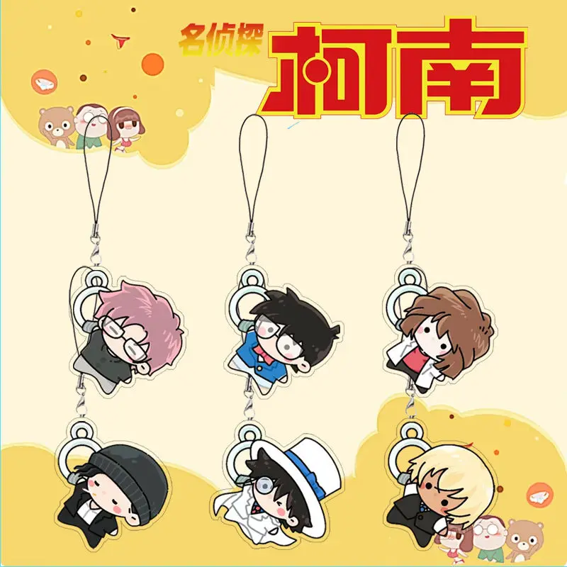 Conan Edogawa Kaitou Kid cartoon creative mobile phone chain lanyard personalized anime movie character backpack pendant gift