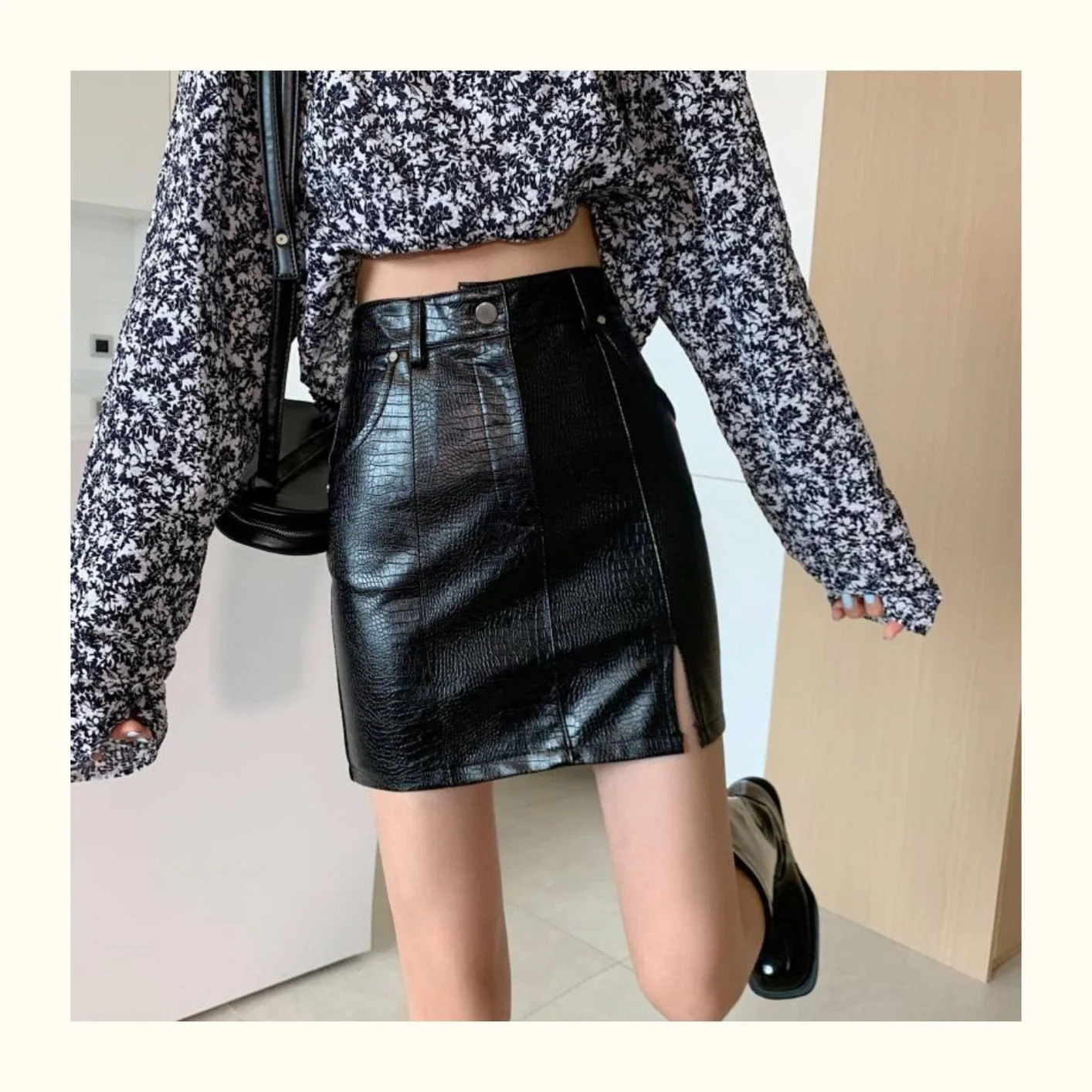 

Half Skirt Female Sexy Girl High Waist Pu Leather Skirt Side Split Short Skirt Ropa Mujer Mini Skirts Clothes for Women