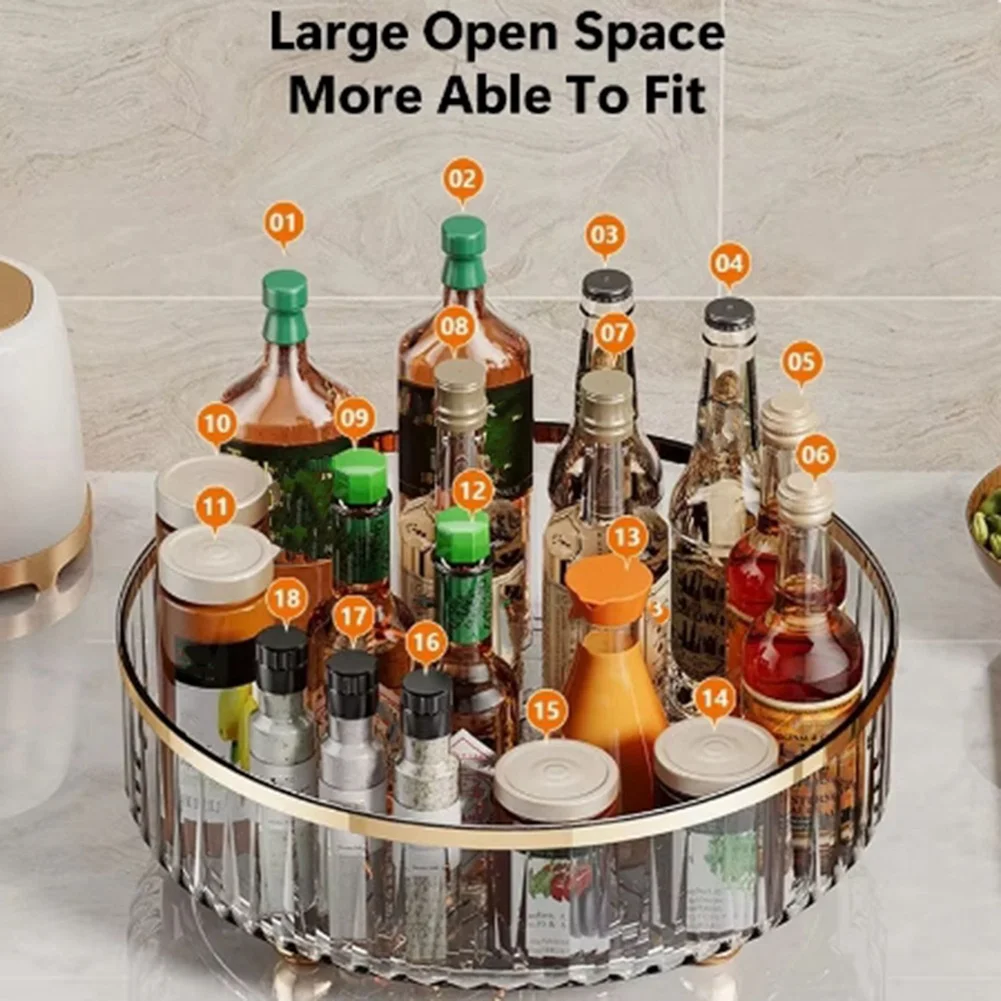 

Вращающийся на 360° органайзер для косметики, люксовый органайзер для парфюмерии и уходовых средств, прозрачный лоток для хранения макияжа