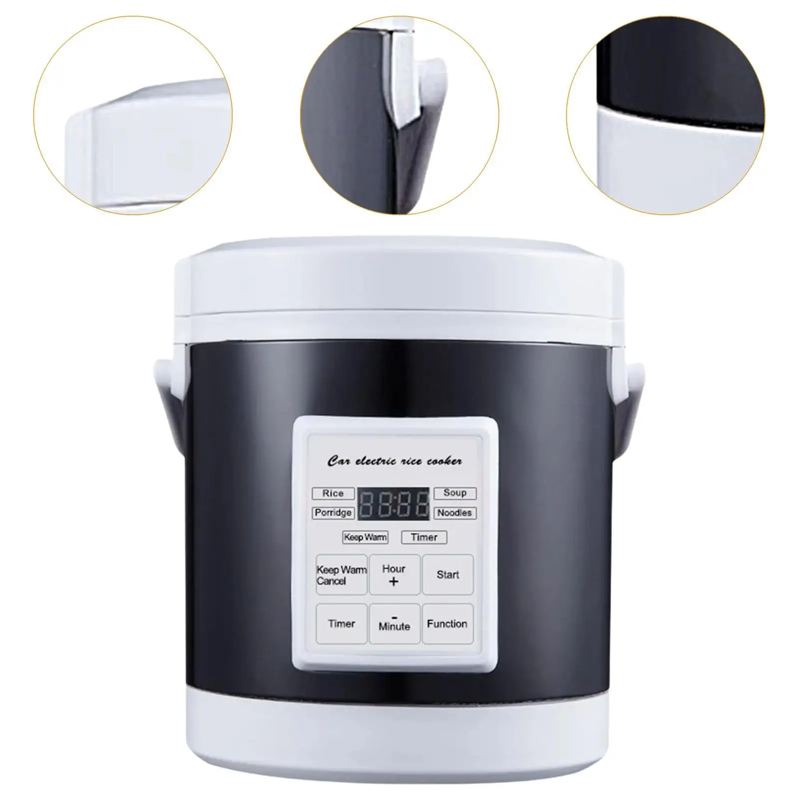 1.6l mini panela de arroz para carro, caminhão para viagens, acampamento 12-24v lancheira elétrica para cozinhar sopa arroz mingau macarrão