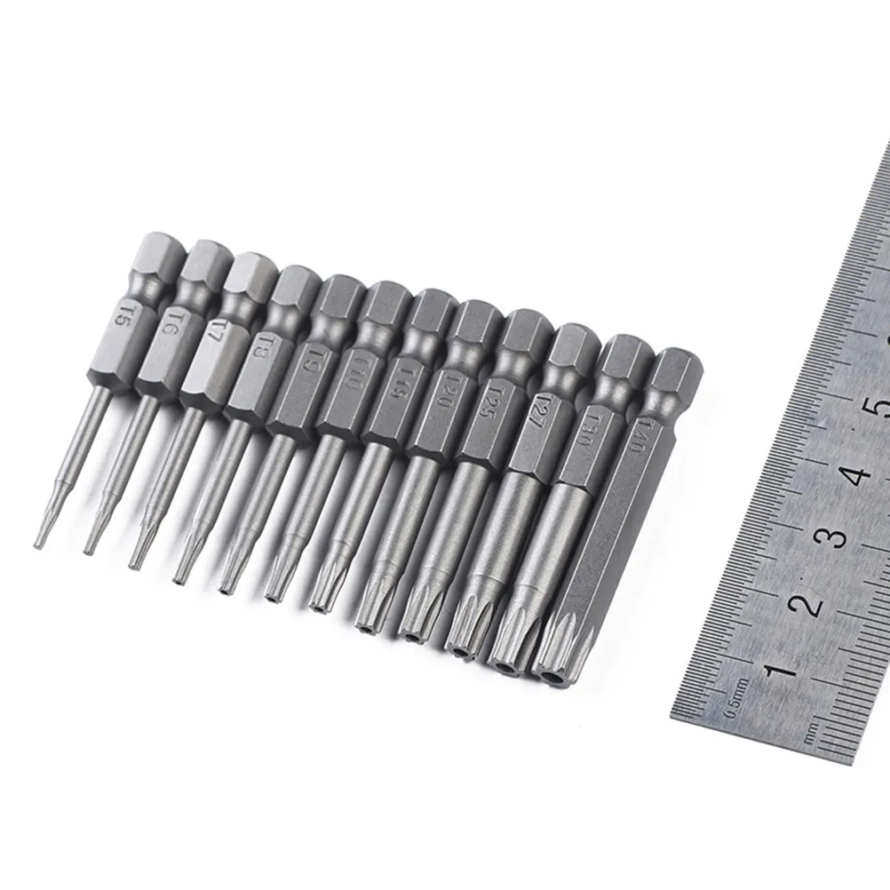 

Набор из 12 полых бит для шуруповерта, высокоточные магнитные стальные биты T5-T40 для электрических и ручных дрелей, звездообразные биты для отверток