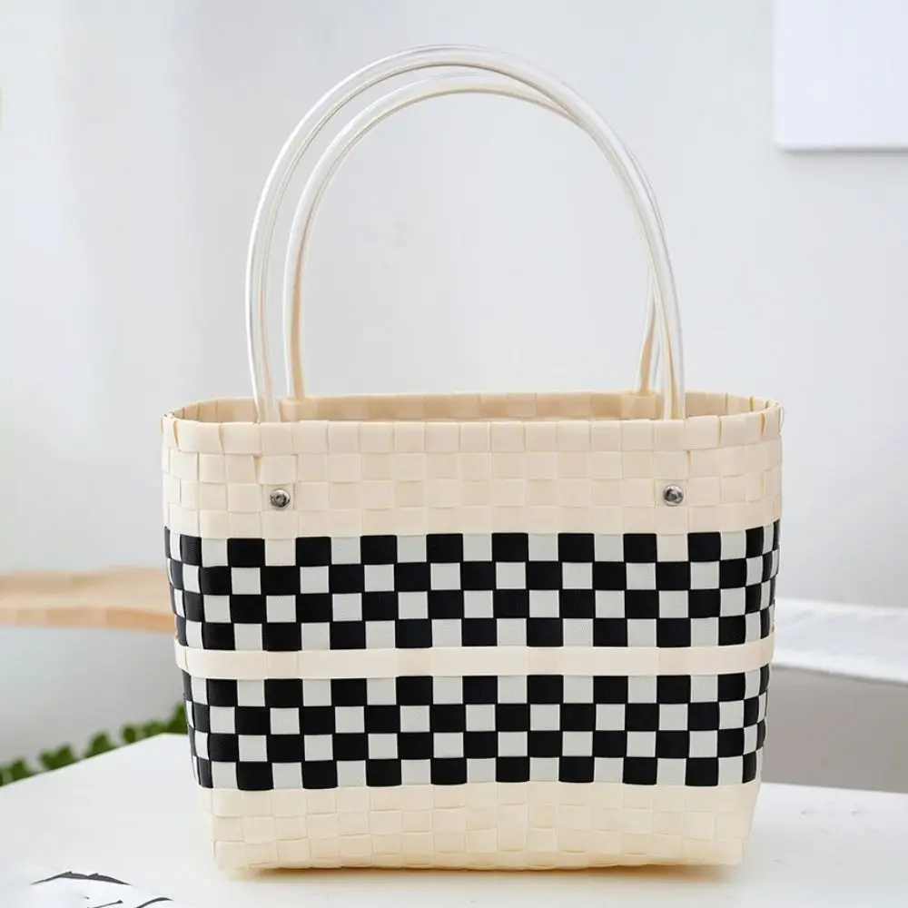 Portable Hand-woven Vegetable Basket Bag Vintage Large Capacity Casual Woven Bag Shopping Bag Mommy Bag Tote Bag Household