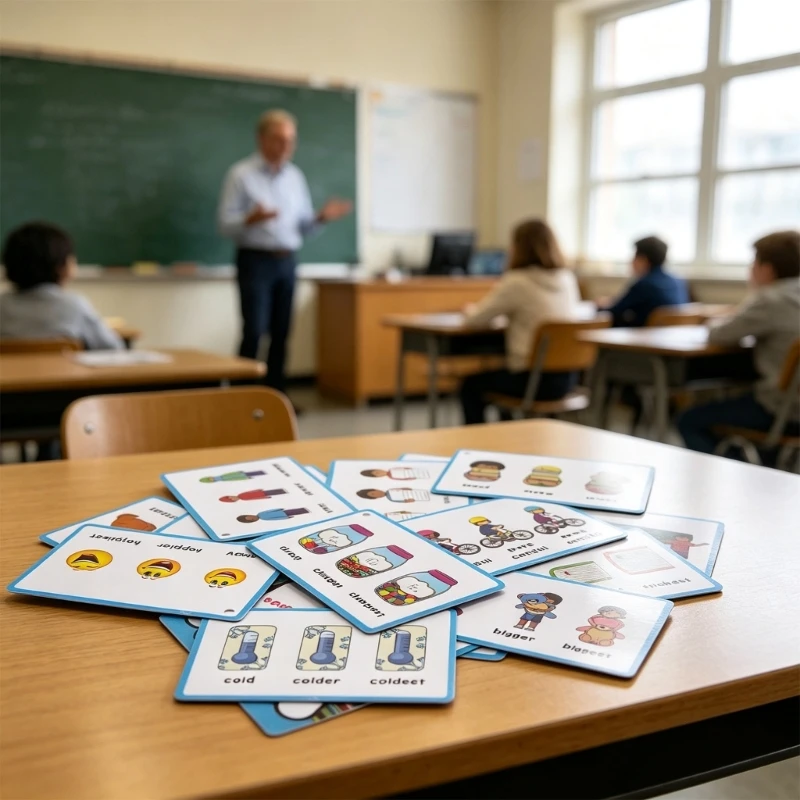  English Early Learning Study Flash Cards for Degrees of Comparison Learning