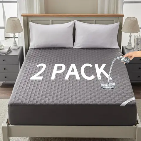2-pack vattentätt madrasskydd, queen size-madrassskydd, ljudlöst med djup ficka, anpassat för 618 tum tjock mjuk säng 8 best sales sängunderlägg - №5