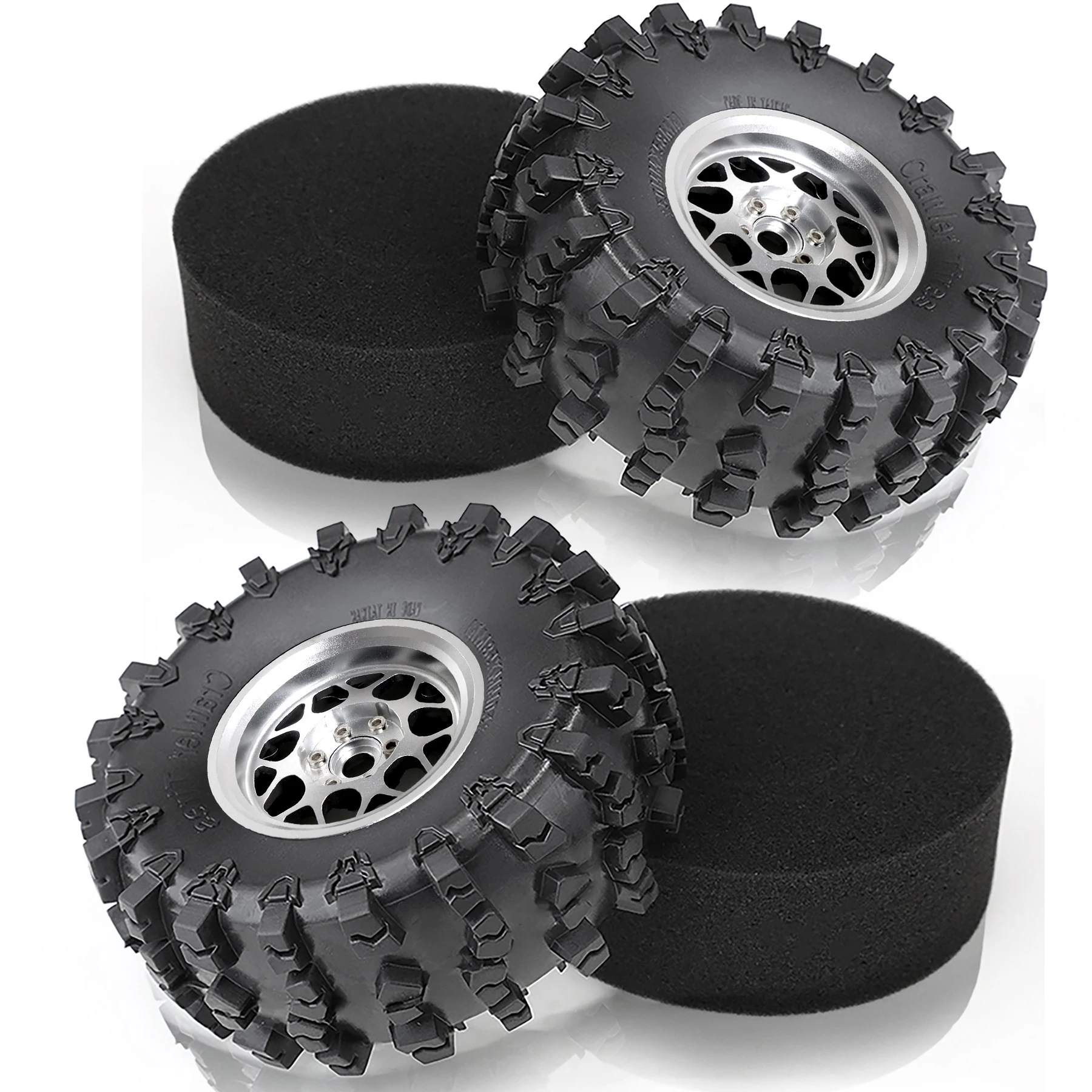 4 pezzi RC 2.2 Beadlock Cerchioni e pneumatici cingolati in gomma per 1/10 RC Crawler Axial SCX10 RBX10 Wraith 90048 90018 Traxxas TRX4