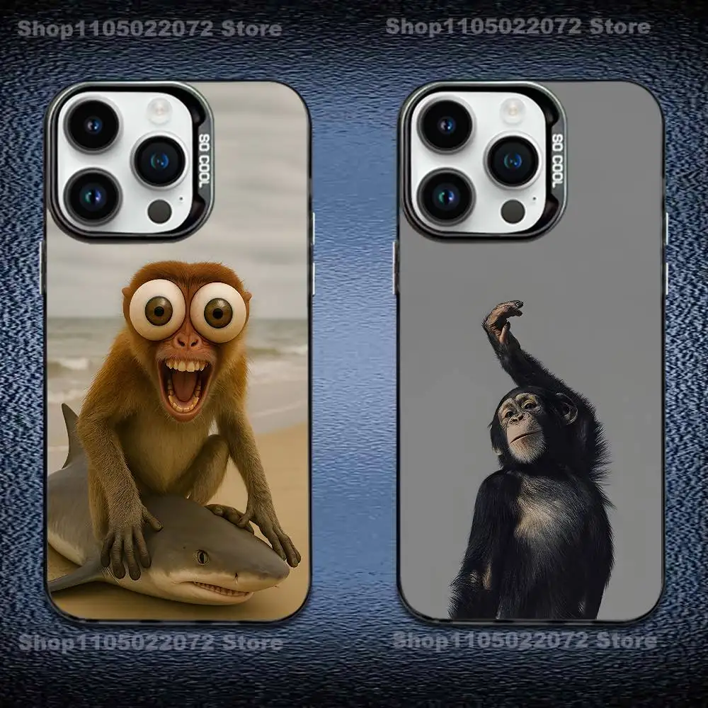 

Cute Funny Monkey Phone Case For iPhone 16,15,14,13,12,11,Mini,Pro,E,MAX Black Candy Matte Shockproof Cover