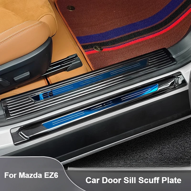 

Car Door Sill Guards Scuff Plate Cover Stainless Steel Anti-Scratch Door Welcome Pedals For Mazda EZ6 2025 Interior Accessories