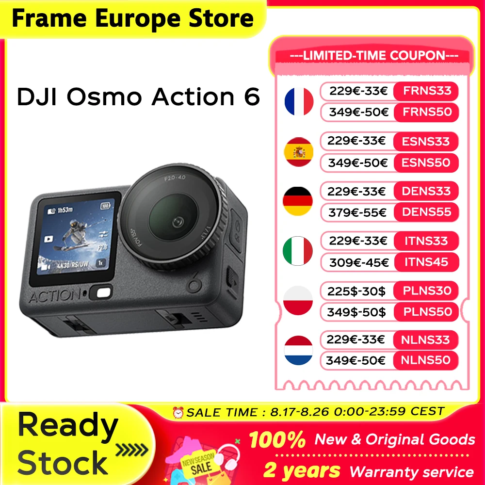 【LOCAL+】DJI Osmo Action 6 Essential Combo Action-Kamera mit 1/1,1 Zoll Quadratischem Sensor Variable Blendenöffnung von f/2.0-f/4.0 4K Action-Kamera Neu