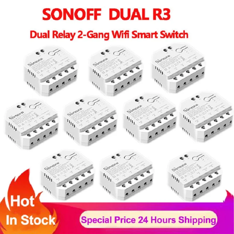 

SONOFF DUAL R3 2-бандовый интеллектуальный релейный модуль DIY Wi-Fi MINI Smart Switch Измерение мощности Домашнее управление через EWeLink Alexa Google Home