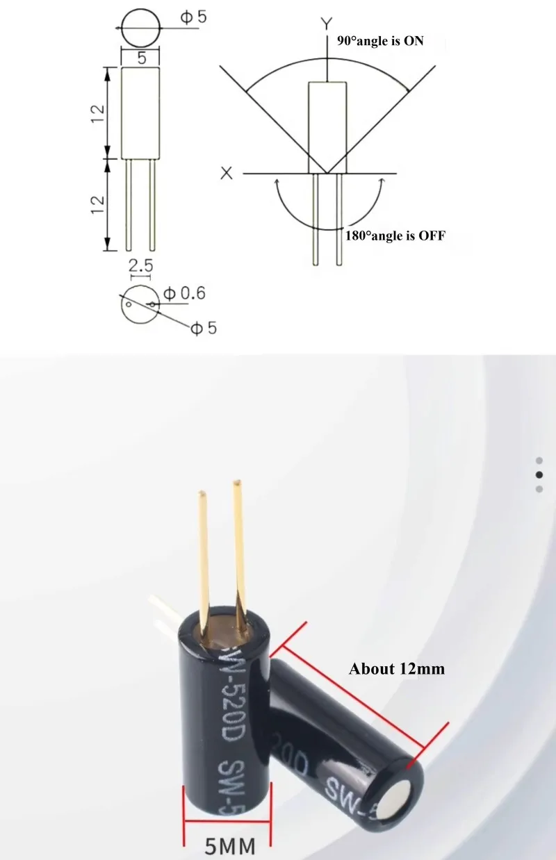 1-50 Stück Hochempfindlicher Vibrationsschalter-Sensor SW200D/520D/18010P/18015 18020 Federkugel-Vibrationsschalter – Detail 8