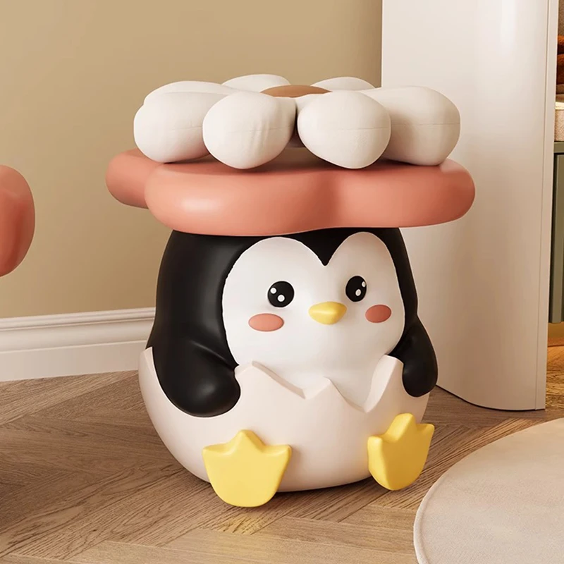 Home Decor Sculpture Figurine Decoration Accessories Penguin Shoe Changing Stool Floor Ornament Living Room Resin Animal Statues