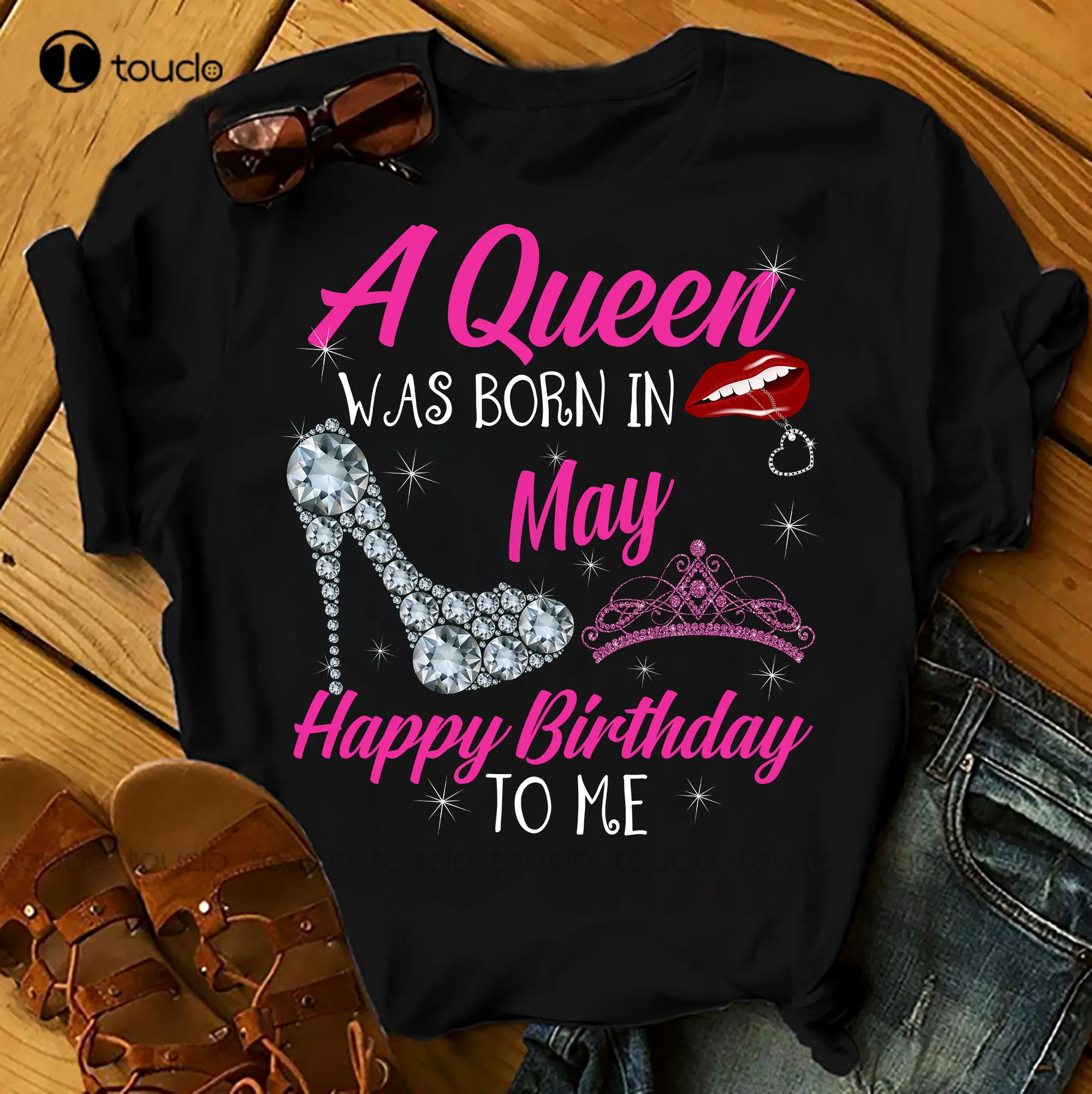 

A Queen Was Born In May Shirts Women Birthday T Shirts Summer Tops Beach T Shirts Womens Shirts Summer Xs-5Xl Breathable Cotton