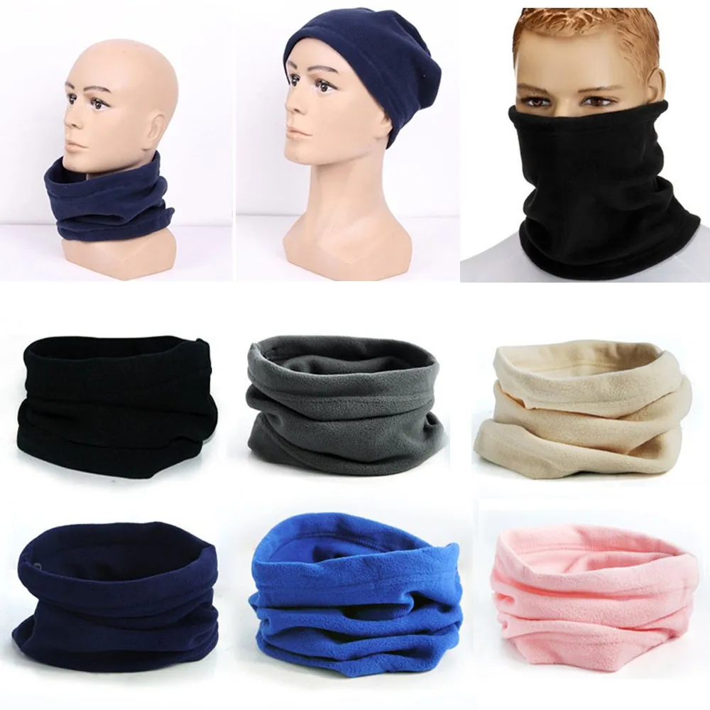 Polar Fleece Neck Warmer Snood Scarf Hat Unisex Thermal Ski Wear Snowboard