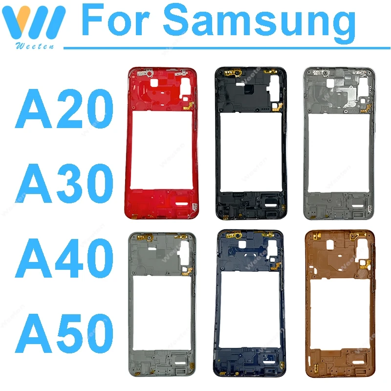 1PCS For Samsung Galaxy A20 A30 A40 A50 SM-A205 A305 A405 A505 cellphone Middle Frame Bezel With Volume Button Replacement Parts