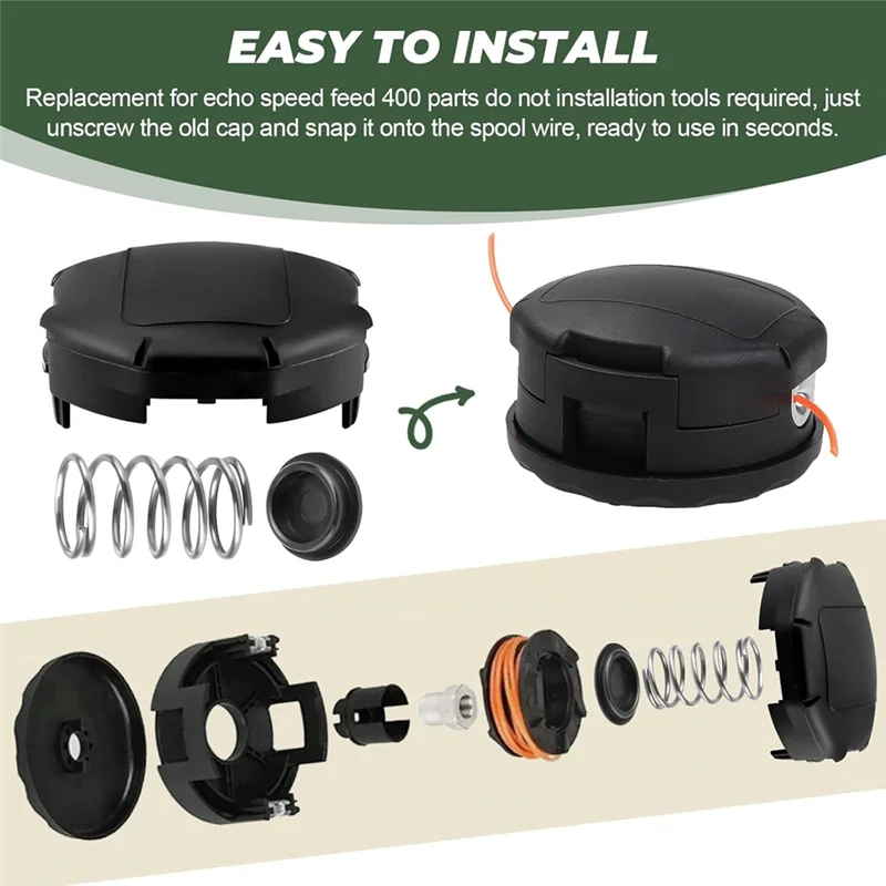 

ABSS-X472000070 Head Trimmer Weed Speed Feed Cap 400 And Spring Kit For Echo Weedeater String Spool Cover 4Inch Heads 4Pack