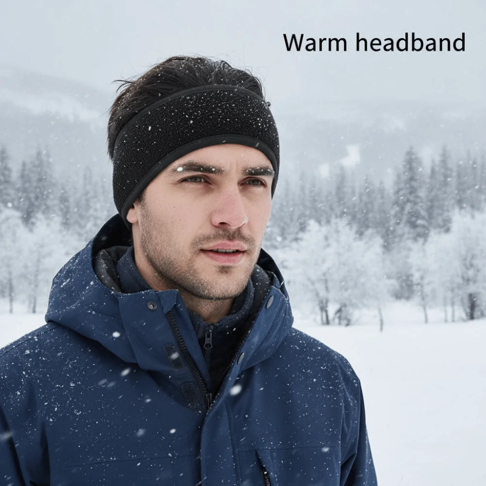 Unisex Warm Fleece Sports Headbands Ear Warmer Soft Windproof Winter Sweatband Thermal Thick Outdoor Earmuffs Headband Men Women