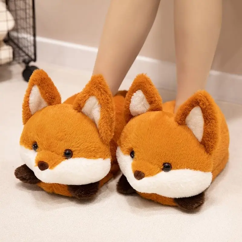 

2025 New Plush Fox Slipper Women's Winter Funny Animal Slides Shoes Home Room Slipper Soft Woman Casual Slipper