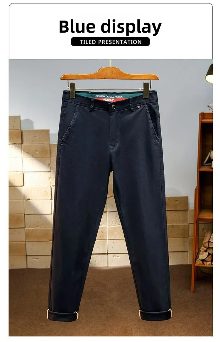 Herren Hochelastische Knitterfreie Business-Freizeithose Herbst Winter Gerade Passform Lässige Schlanke Hose Hochwertige Arbeitshose – Detail 12