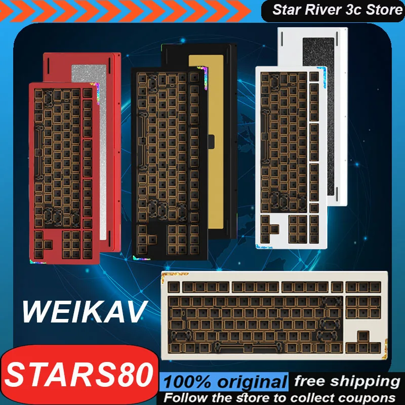 Weikav Stars80 Kit Keyboard mekanis, aksesori Laptop Keyboard Gaming kustom Bluetooth nirkabel aluminium Aloi