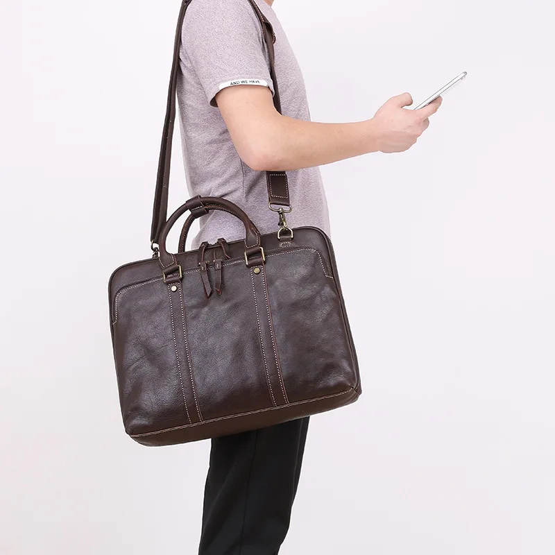 

Retro casual men's handbag real leather bag top leather Single Shoulder Messenger Bag Handbag large capacity laptop bag