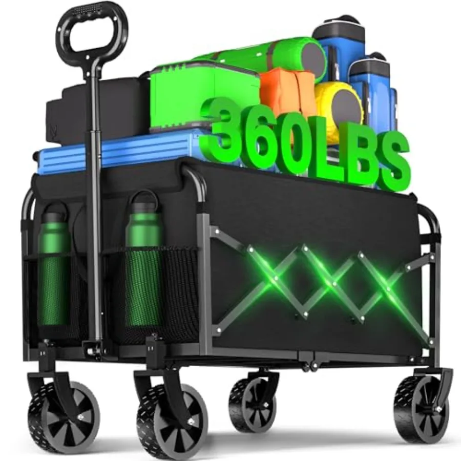 

Складная портативная тележка на колесах для продуктов, кемпинга, спорта, покупок, сада, черная