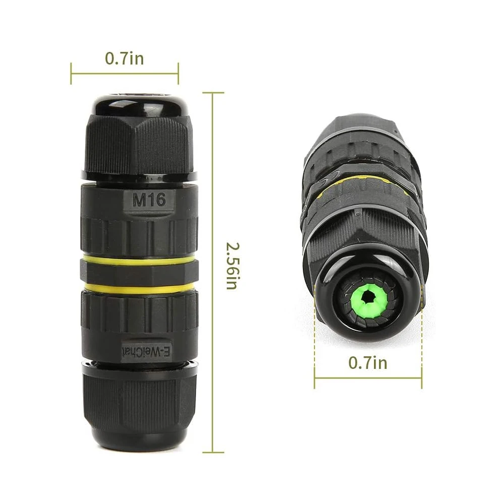M16 2PIN 3PIN IP68 صندوق وصلات مقاوم للماء في الهواء الطلق 2 طريقة سلك كابل كهربائي موصل خط حماية لملحقات الأسلاك #6