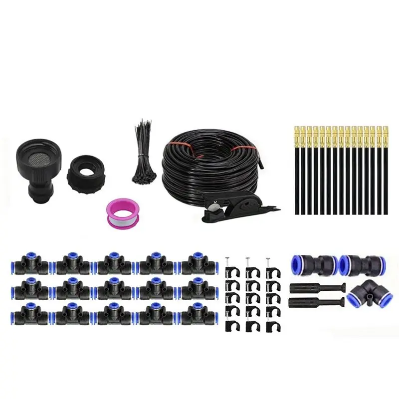 

360 ° Регулируемая система капельного орошения с 15 форсунками - система полива для сада 50 футов, система орошения для сада