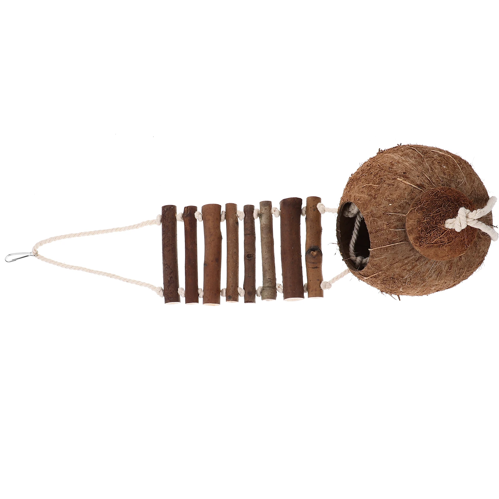 

Crab Cabin Terrarium Hideout with Ladder Coconut Ladders Leopard Print Hanging Cave Wooden