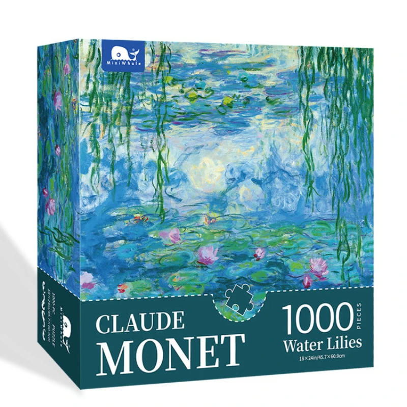 Monet Oil Painting Puzzle 1000 Pieces of Water Lily Sunrise Impression Paper Puzzle