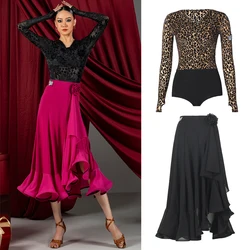 New Latin Dance Clothes Women Long Sleeves Bodysuit Ballroom Dance Performance Costume Adult Rumba Salsa Dance Wear DNV21820