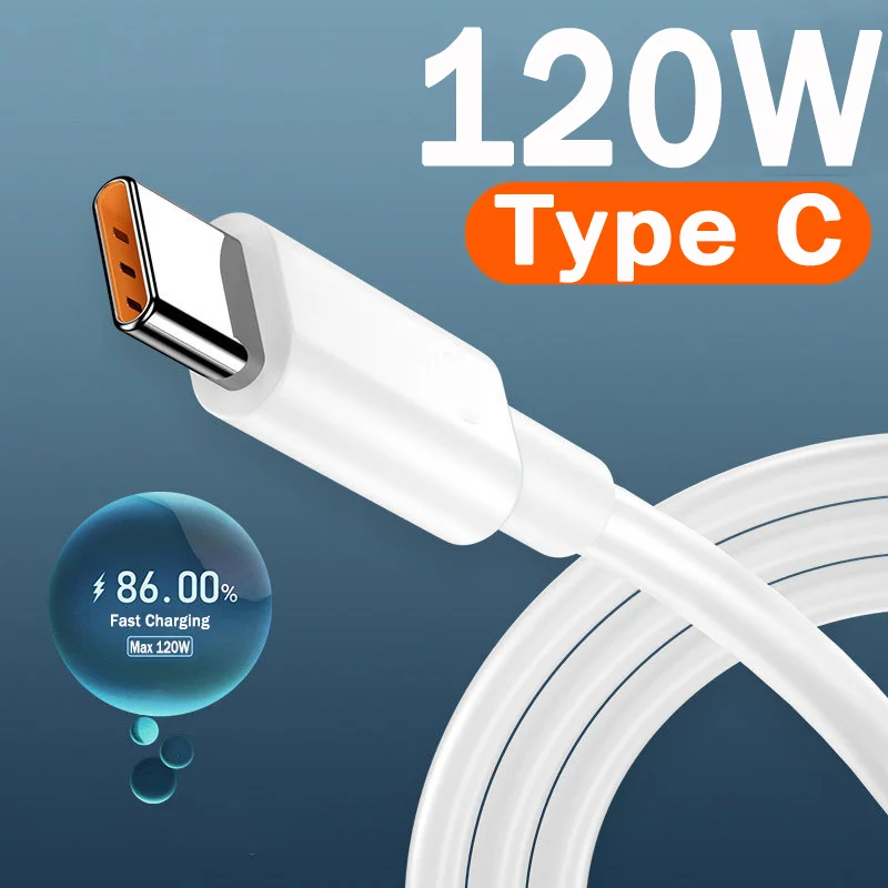 

USB C Cable 120W 10A PD Fast Charger Wire Type-C Cord For Samsung Xiaomi Realme Huawei Honor Data Sync USB C Charger Data Cable