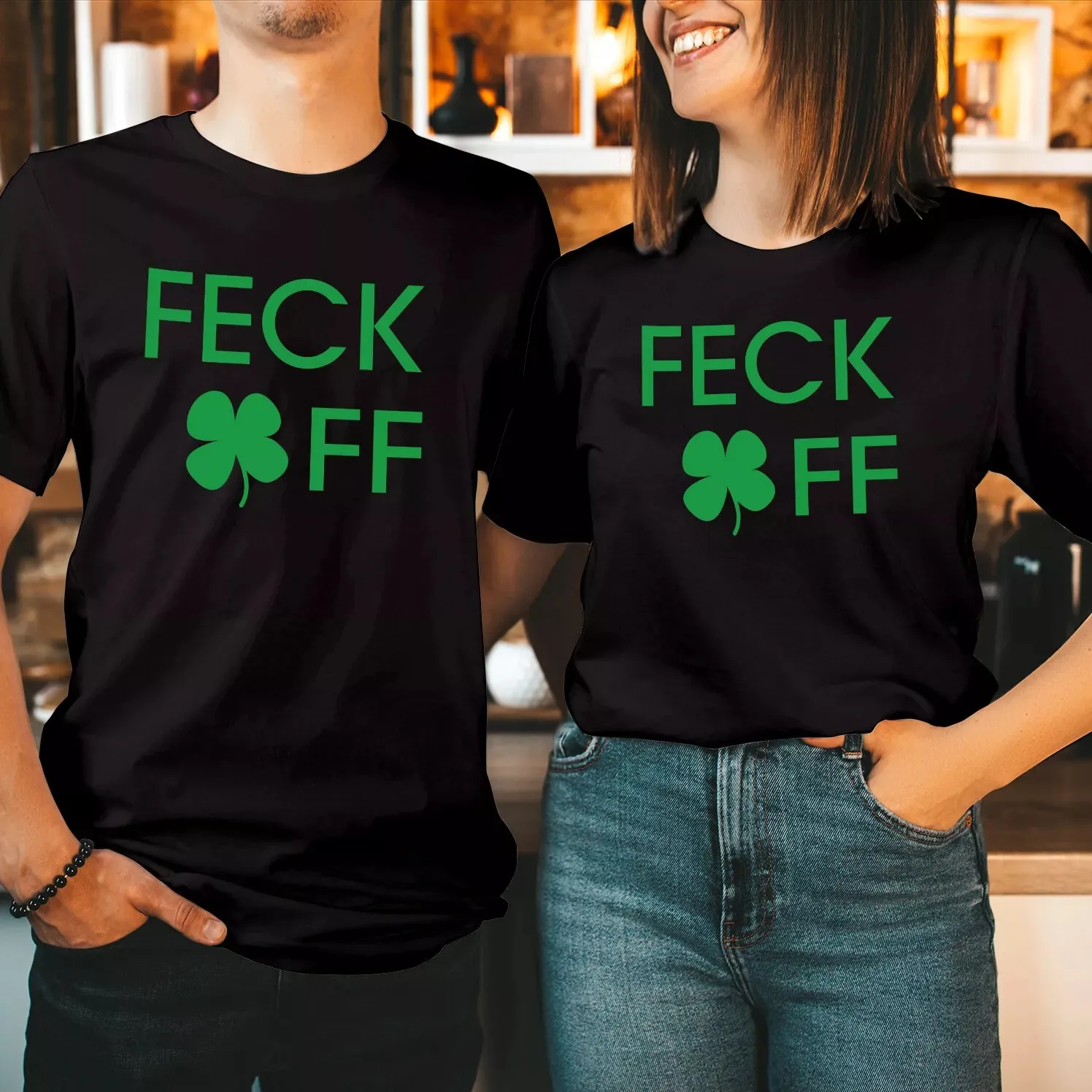 FECK OFF St Patricks Day T-Shirt Funny Fancy Irish Shamrock T Shirt Celebrating Christmas Day with a T-shirt