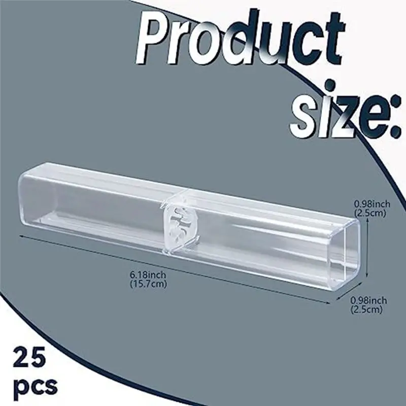 Fits for 25Pcs Clear Acrylic Pencil Case, Reusable Pen Gift Box Empty Plastic Pen Storage Container Pencil Packaging Box Set