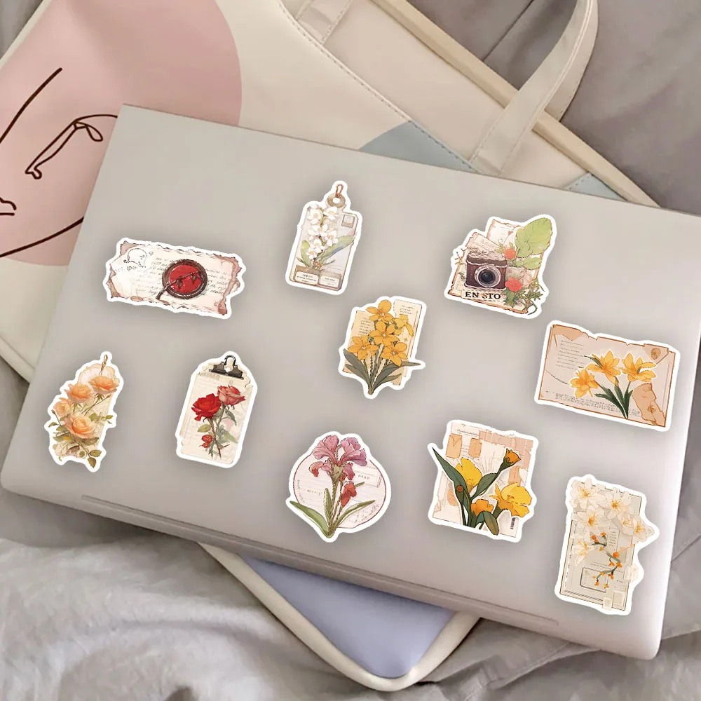 50 pçs flor tempo diversão adesivos diy caso de telefone portátil copo água computador brinquedo adesivos