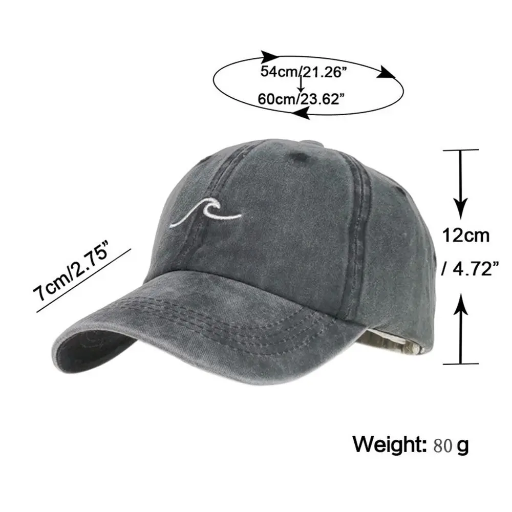 Fashion WASHED DENIM Men Women Vintage Sunscreen Hats Wave Embroidery Baseball Caps Distressed Faded Cap Baseball Hats